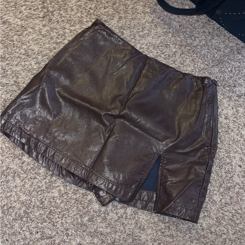 Cotton Candy Brown Skorts with Sleek Sheen